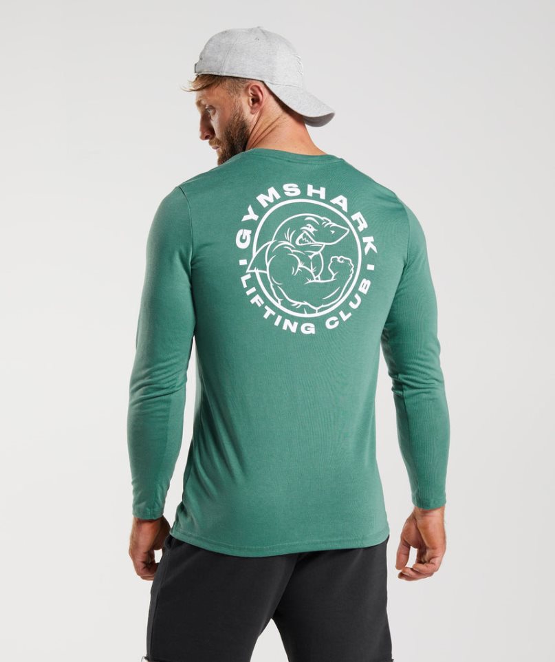 Men's Gymshark Legacy Long Sleeve T-Shirts Green | NZ 4EAVLT